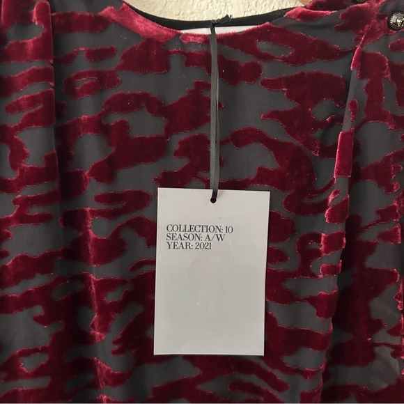 Zara Draped wine velvet mesh dress nwt women’s size XS - Picture 12 of 15